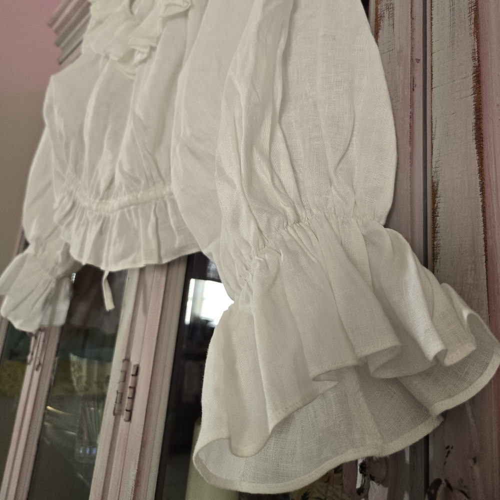 White Ruffled Blouse - image 4